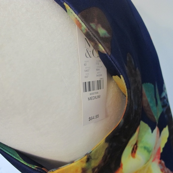 NWT New York & Company Women's Blue Floral Stretch Fit Sleeveless Dress Size M - Picture 4 of 6